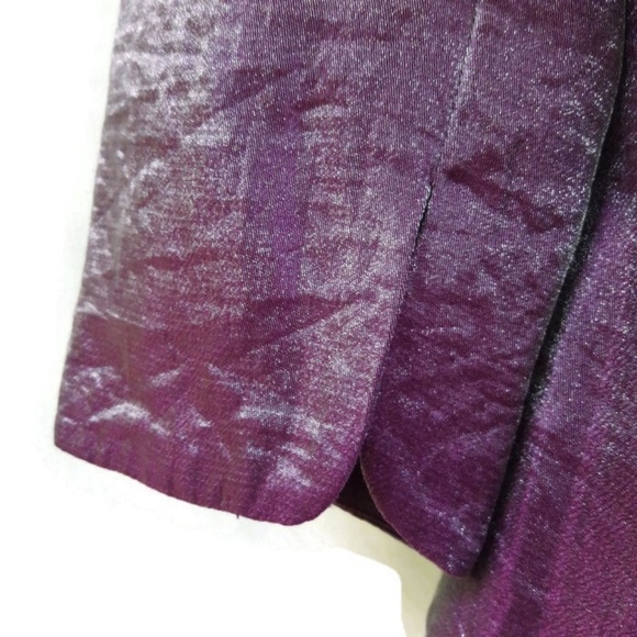 Adrianna Papell Evening Shimmer Jacket Ruffled Collar Black Jeweled Buttons 6P - Picture 6 of 8